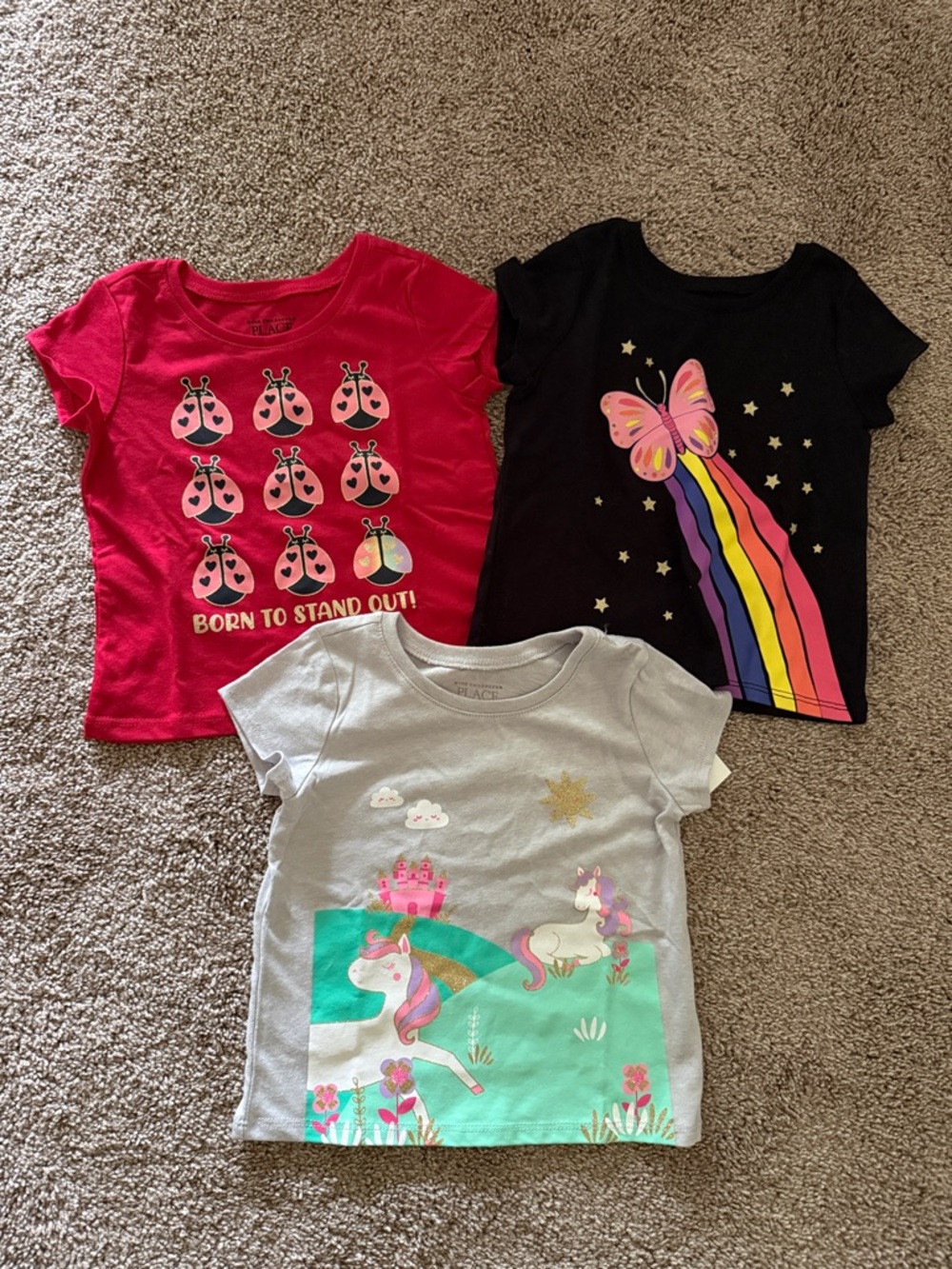 The Children's Place Girls' Tee Set - Pink, Black, Light Gray